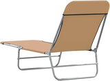 Folding Taupe Sunlounger, Set of 2, 71.7"x22", Steel Frame, Oxford Fabric, Adjustable Backrest & Armrest, 265 lb - Photo 6
