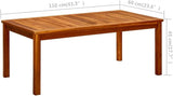 Outdoor Coffee Table Acacia Wood 43"x24" Brown Rectangular Slatted Patio Dining Table Weather Resistant for Garden - Photo 2