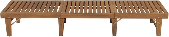 Folding Sun Lounger with Beige Cushion, Adjustable Outdoor Chaise Lounge Bed - Photo 3