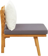 Garden Chair Natural Dark Gray White with Solid Acacia Wood Frame and Plush Cushions for Outdoor Relaxation and Dining - Photo 6
