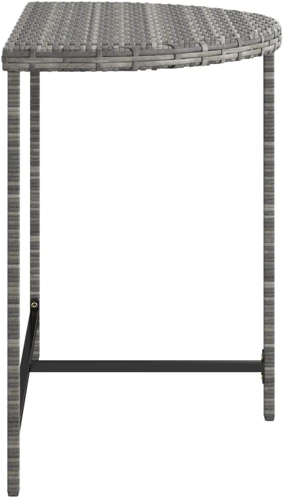 Grey Poly Rattan Garden Table with Powder-Coated Steel Frame, Modern Design and Weather Resistant for Outdoor Dining - Photo 6