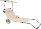 Beach Chair with Canopy Shade, Foldable, Easy to Move, Good Load Bearing, Fabric, Sun Chairs Loungers, for Patio, Beach - Photo 9