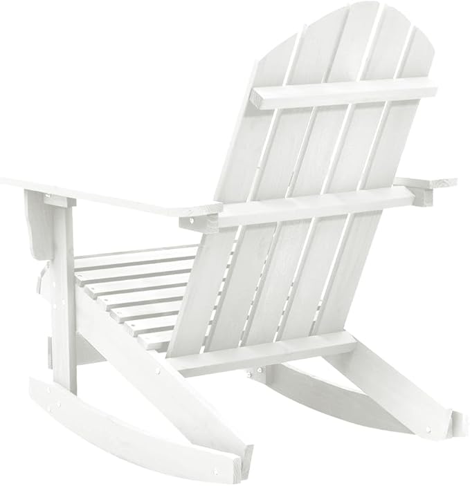 Vintage Wooden Outdoor Rocking Chair White Hardwood Medium Patio Rocking Chair for Balcony Porch Relaxation Durable - Photo 5