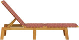 Adjustable Red Outdoor Chaise Lounge 21.7"x61.8"x34.3" Solid Acacia Wood Frame w/UV Olefin Cushion Modern Sun Lounger - Photo 5