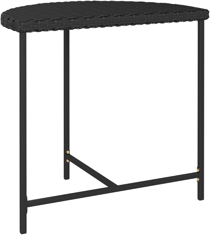 Modern Rectangular Garden Table Black Poly Rattan Medium Durable Outdoor Indoor Table with Powder-Coated Steel Frame - Photo 4