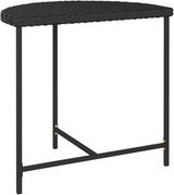 Modern Rectangular Garden Table Black Poly Rattan Medium Durable Outdoor Indoor Table with Powder-Coated Steel Frame - Photo 4