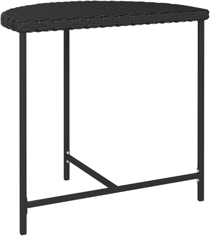 Modern Rectangular Garden Table Black Poly Rattan Medium Durable Outdoor Indoor Table with Powder-Coated Steel Frame Weather-Resistant for Patio Dining