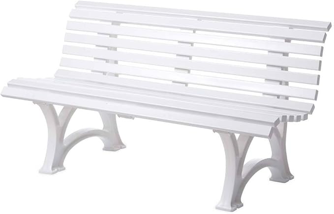 Plow & Hearth Weatherproof German PVC Outdoor Bench | 3-Seat | Holds Up to 500 lbs | Garden Patio Porch Park Deck - Photo 1