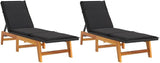 Sun Loungers with Cushions 2 pcs Poly Rattan and Solid Wood Acacia, Patio Loungers, Relaxation Chairs, Pool Loungers - Photo 2