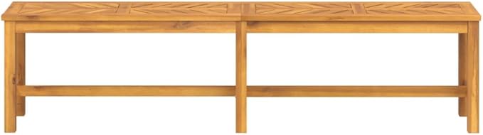 Solid Acacia Wood Garden Bench Outdoor 70.9" L Rectangular Brown Fishbone Pattern Durable Patio Benches for Backyard Porch Deck Seating