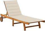 Outdoor Sun Lounger with Adjustable Backrest and Cushion, Solid Acacia Wood Chaise Lounge for Patio Garden Poolside - Photo 1