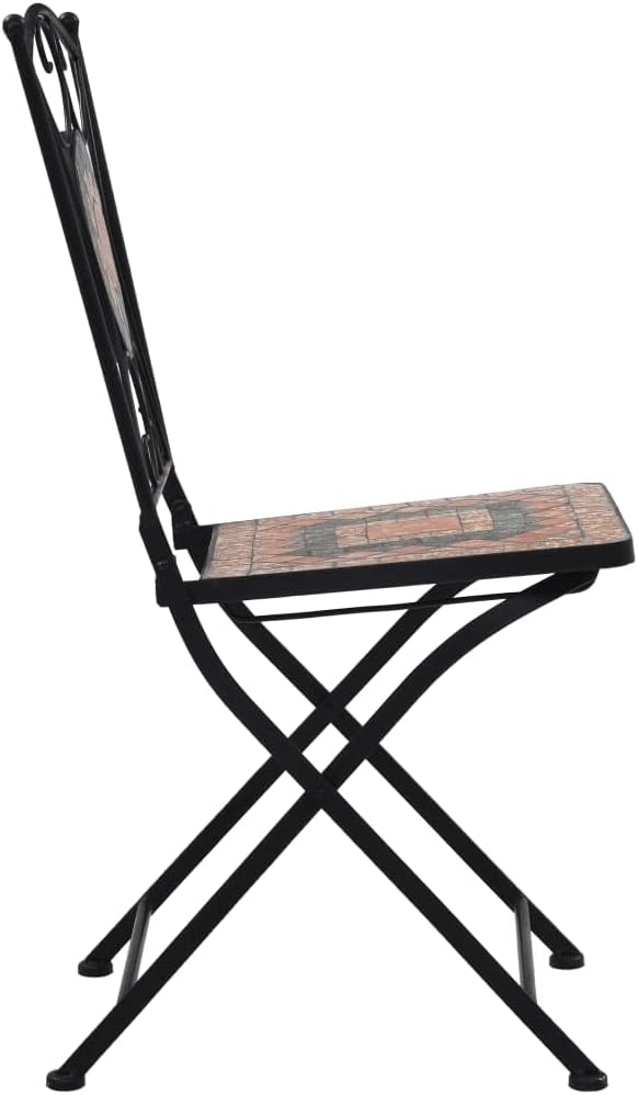 Mosaic Bistro Chairs 2 pcs Orange/Gray Patio Chairs Outdoor Furniture Outdoor Chairs Suitable for Gardens, Pools and Balconies.