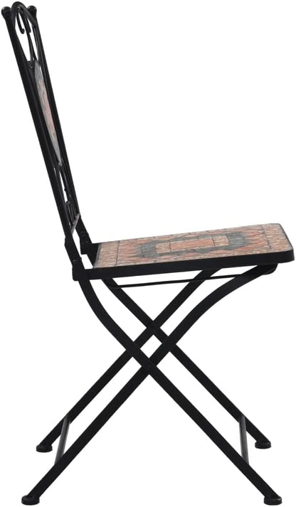 Mosaic Bistro Chairs 2 pcs Orange/Gray Patio Chairs Outdoor Furniture Outdoor Chairs Suitable for Gardens, Pools and Balconies.