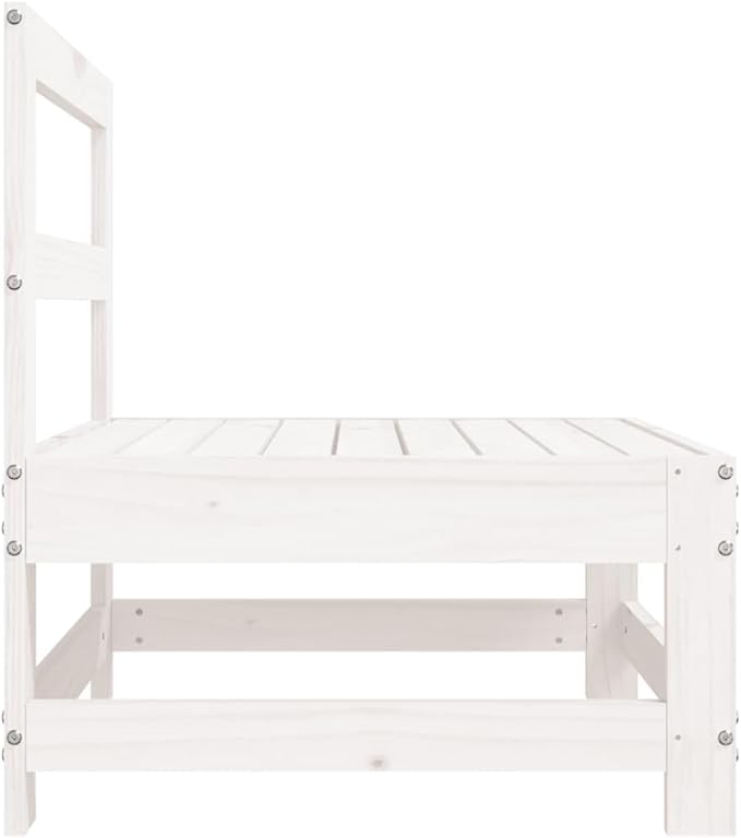 Outdoor Sectional Sofa White Solid Pine Wood 24.4x24.4x27.8 in Modular Patio Couch for Garden Terrace Balcony