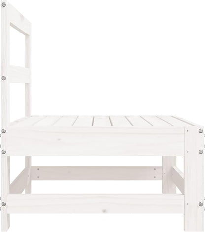 Outdoor Sectional Sofa White Solid Pine Wood 24.4x24.4x27.8 in Modular Patio Couch for Garden Terrace Balcony
