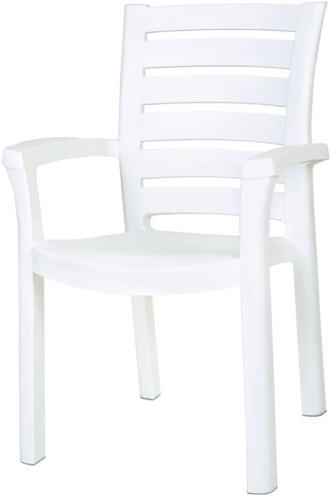 Compamia Marina Resin Patio Dining Arm Chair in White (Set of 2)