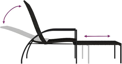 Sun Lounger Brown with Cream White Cushion Outdoor Recliner Poolside Lounger Relaxing Chair for Outdoor Garden