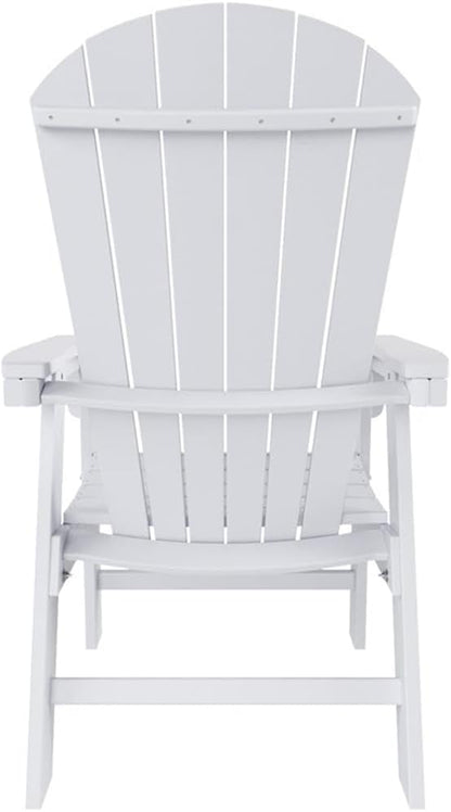 Costaelm Outdoor Adirondack Chair, HDPE Patio Balcony Pool Chair, Modern Front Porch Fire Pit Backyard Chair, Garden Resin Lounge Chair for Outside, White