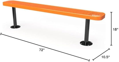 COATEDOUTDOORFURNITURE Coated Outdoor Furniture Heavy-Duty Outdoor Bench Thermoplastic Coated, Expanded Metal, Commercial-Grade Seating, Made in America (Surface Without Back, 6 Ft, Orange)