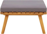 BOWERY HILL Solid Acacia Wood Garden Footstool, Natural Wood with Dark Grey Weather-Resistant Cushion - Photo 8
