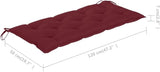 vidaXL Solid Acacia Wood Patio Bench with Wine Red Cushion - Versatile Garden, Deck, Hallway Seating Furniture - Photo 7