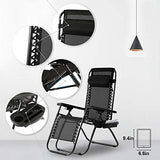 FDW Zero Gravity Chairs Set of 2 Black Lounge Patio Chairs Outdoor Yard Beach with Cup Holders, Black - Photo 7