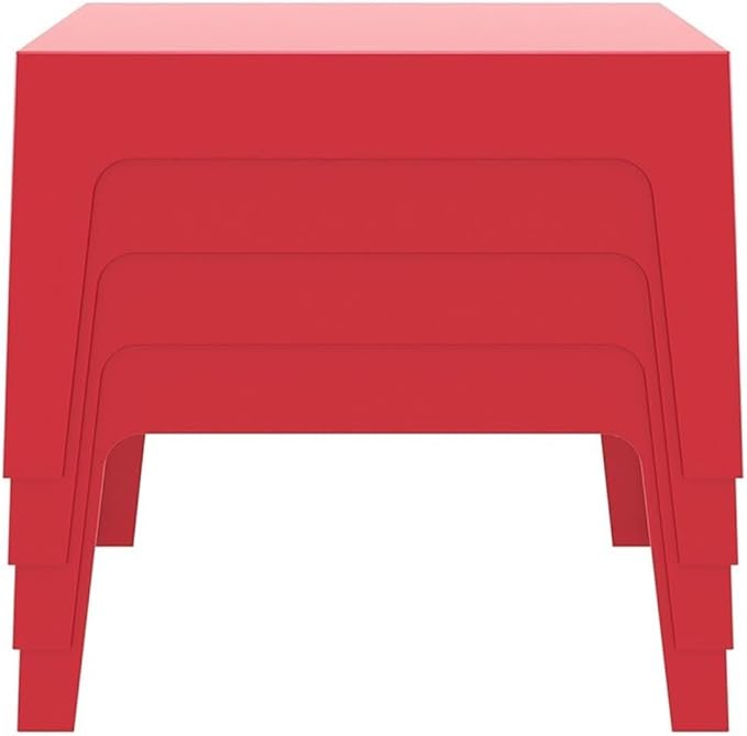 Compamia Box Resin Patio Coffee Table in Red, Commercial Grade
