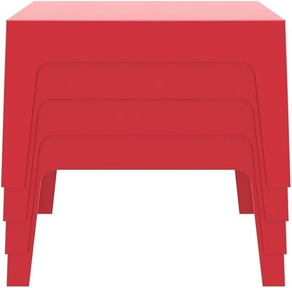 Compamia Box Resin Patio Coffee Table in Red, Commercial Grade