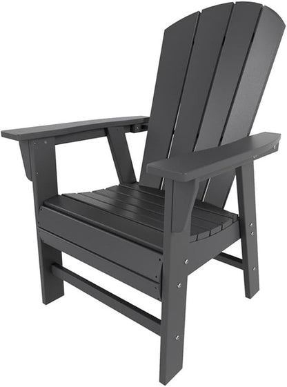 Costaelm Outdoor Fire Pit Chair, Patio hdpe Balcony Pool Adirondack Chair, Modern Front Porch Backyard Chair, Garden Resin Lounge Chair for Outside, Gray