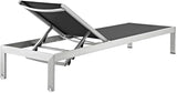 Modway Shore Aluminum Textilene® Mesh Outdoor Patio Six Poolside Chaise Lounge Chairs in Silver Black - Photo 5