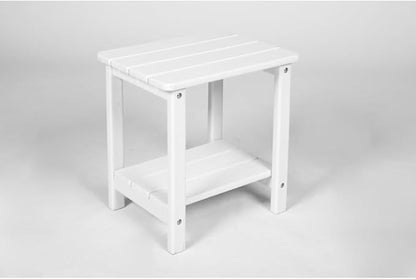 Outdoor Rocking Chair Set with Side Table, 3-Piece Rocking Chair Set with Wood-Texture,All Weather-Resistant,Black (White + Plastic-1)