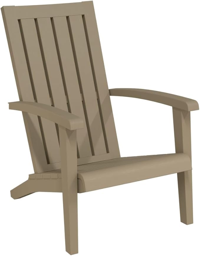 Light Brown Adirondack Chair 33.5" x 24.8" x 36.6" Polypropylene Outdoor Lounge Patio Seating for Garden, Deck and Balcony