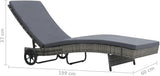 Anthracite PE Rattan Outdoor Chaise Lounge, 78.3" x 23.6" Modern Reclining Patio Lounger with Wheels & Cushion - Photo 2