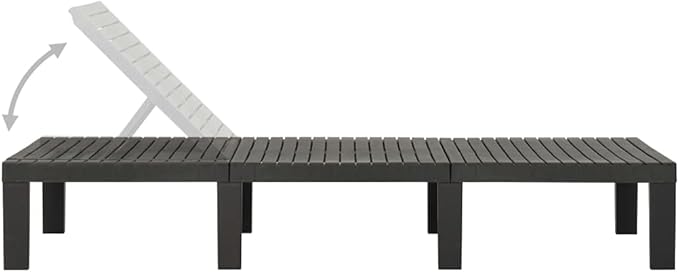 Sun Lounger Plastic Anthracite Chaise Lounge Outdoor Lounger for Yard Pool - Photo 5