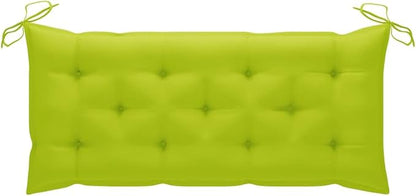 Bright Green Folding Garden Bench with Waterproof Cushion, Natural Bamboo Fiber Patio Furniture for Outdoor Seating, Portable Foldable Design for Terrace and Garden, Durable