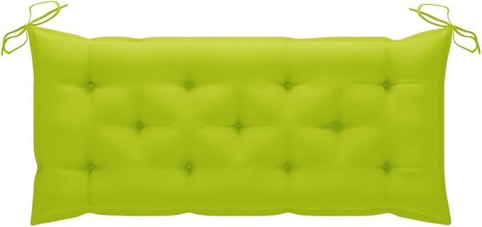 Bright Green Folding Garden Bench with Waterproof Cushion, Natural Bamboo Frame, 100% Polyester Fabric, Portable Outdoor Seating for Patio, Terrace, Durable Weather-Resistant
