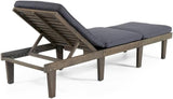 Acacia Wood Outdoor Chaise Lounge Chair with Cushion, Adjustable Recline Patio Lounger for Pool - Photo 5