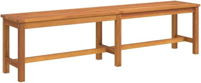 Garden Bench Brown Solid Acacia Wood Outdoor Furniture Outdoor Seating for Balcony 70.9 in x 13.8 in x 17.7