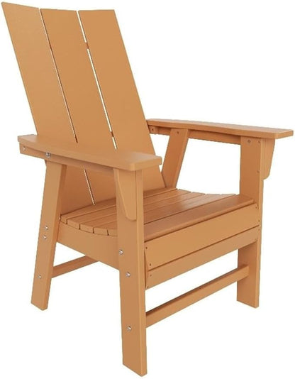 Costaelm Patio hdpe Adirondack Chair, Outdoor Balcony Pool Chair, Modern Front Porch Fire Pit Backyard Chair, Garden Resin Lounge Chair for Outside, Teak