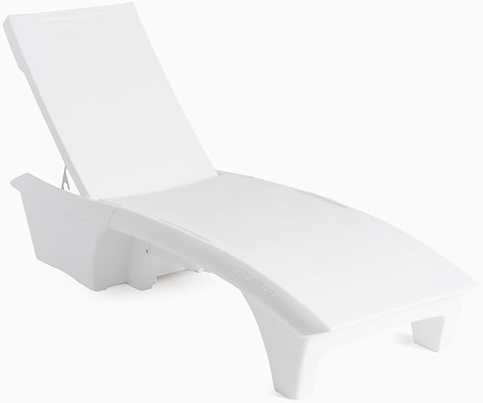 Step2 Vero Adjustable Back in-Pool Lounger with Storage, Pool Chair, Weighted, White