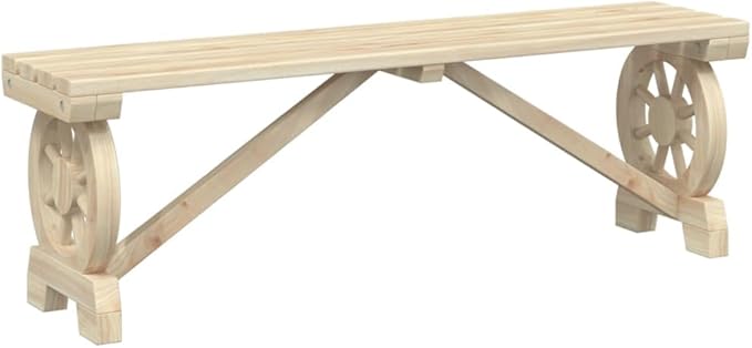 Garden Bench Natural Wood Solid fir Wood 45.3 in Durable Garden Seating Outdoor Seating Patio Chair Backyard Chair