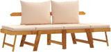2-Seater Garden Bench with Beige Cushions, Solid Acacia Wood Outdoor Furniture - Photo 2