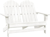 2-Seater Adirondack Chair Solid Fir Wood Outdoor Patio Furniture White 47" Wide Ergonomic Design for Backyard, Lawn - Photo 1