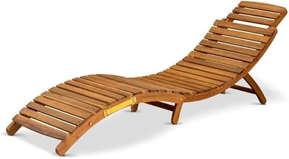 East West Furniture BHNU1NA Helena Patio Chaise Lounge - Outdoor Acacia Wood Sunlounger Chairs for Poolside, Deck, Lawn, 72x22x25 Inch, Natural Oil