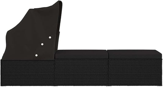 Sun Lounger hammock chair,lounge chair,patio lounge chairs,christopher knight outdoor furniture,outdoor chaise lounge,outdoor lounge chairs set of 2,with Canopy and Cushion Poly Rattan Black