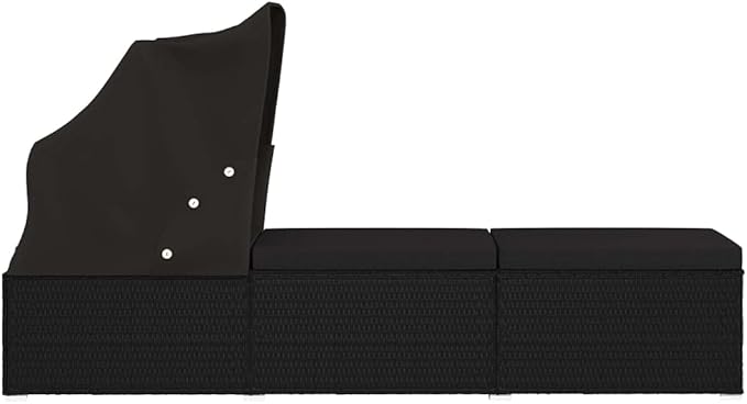 (Fast Shipments) Outdoor Rattan Chaise Lounge Chair Set with Retractable Canopy, All Weather Furniture for Outside, Pool - Photo 6