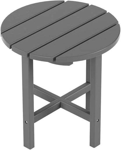 Costaelm Round Outdoor Side Tables, Adirondack Patio Tables for Outside, HDPE Patio End Table Weather Resistant, Balcony Table for Pool, Seaside, Backyard, Porch, Indoor Companion, Gray