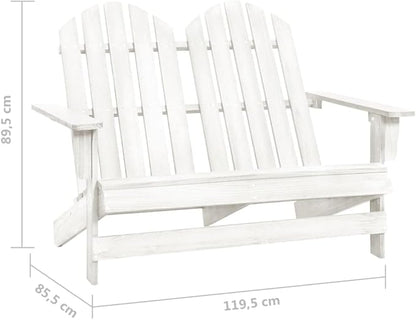 2-Seater Patio Adirondack Chair Solid Wood Fir White, Suitable for patios, Gardens, Balconies