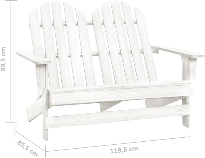 2-Seater Adirondack Chair Solid Fir Wood White Patio Lounge Chair Outdoor Garden Furniture Comfortable Relaxing Chair - Photo 2
