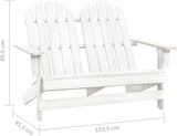 2-Seater Adirondack Chair Solid Fir Wood Outdoor Patio Furniture White 47" Wide Ergonomic Design for Backyard, Lawn - Photo 2